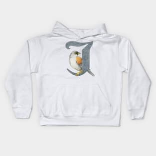 Avian Alphabet J - Yellow-eyed junco Kids Hoodie